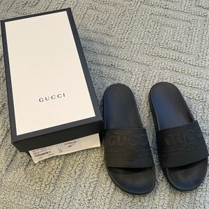 Authentic Gucci Women’s Slides 39 Black Logo Receipt